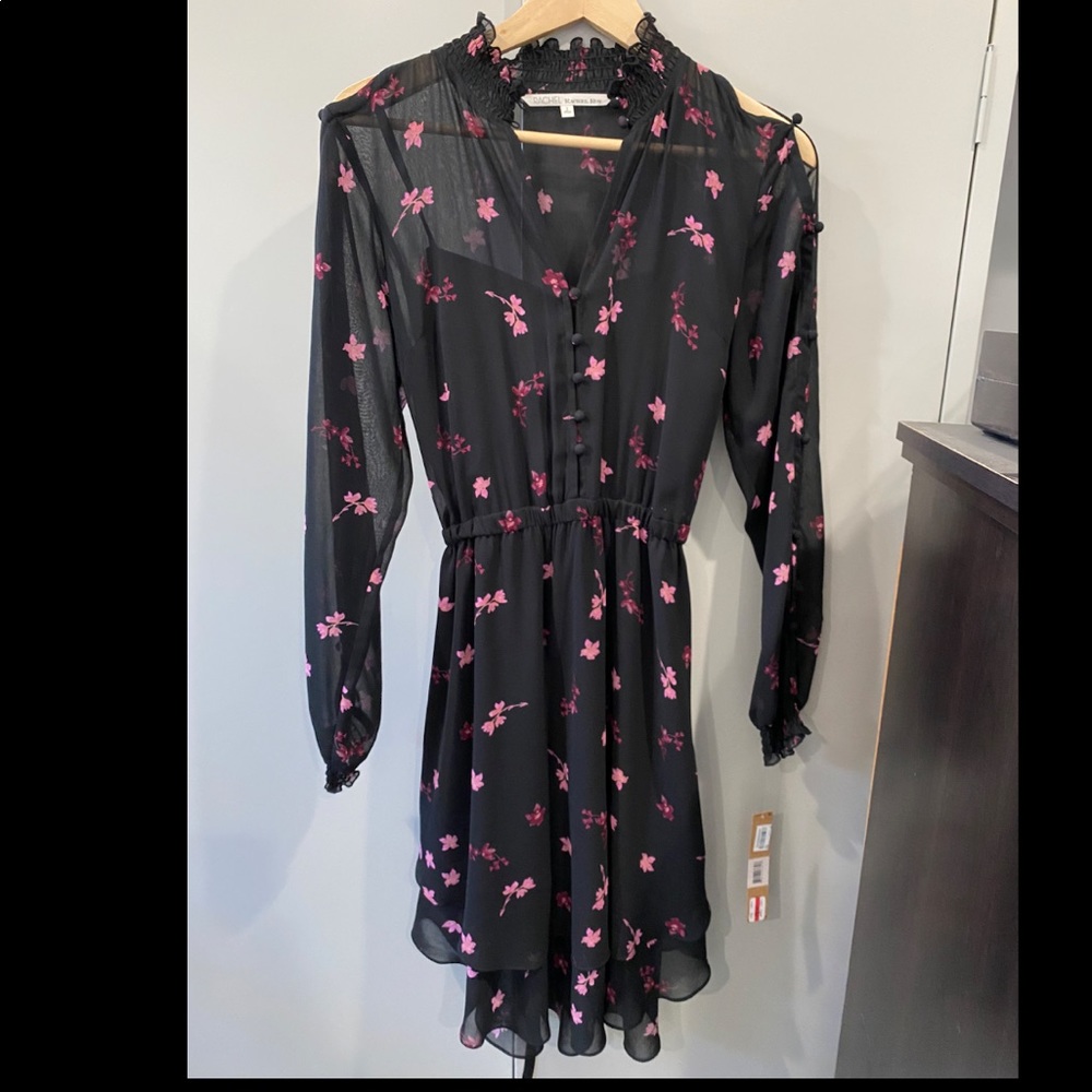 Long sleeved multi color mini dress